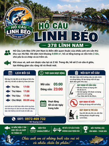 Giới thiệu Hồ Câu Linh Béo - Ngõ 378 Lĩnh Nam, Hoàng Mai, Hà Nội